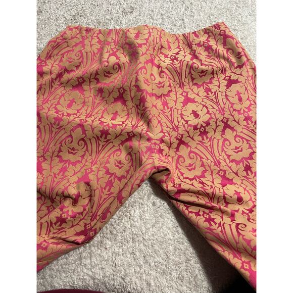 Sigrid Olsen Holiday Pants Womens Sz 2 Paisley Print Stretch Cropped Pink Shine - Picture 10 of 11